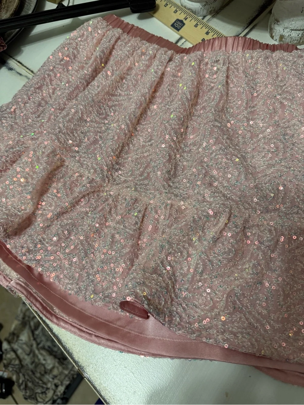 The Children's Place Pink Sequin Tiered Skater Skirt